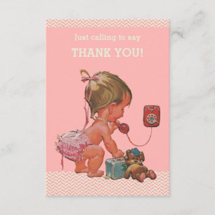 Cartão De Agradecimento Vintage Baby no Chá de fraldas por Telefone Obrig