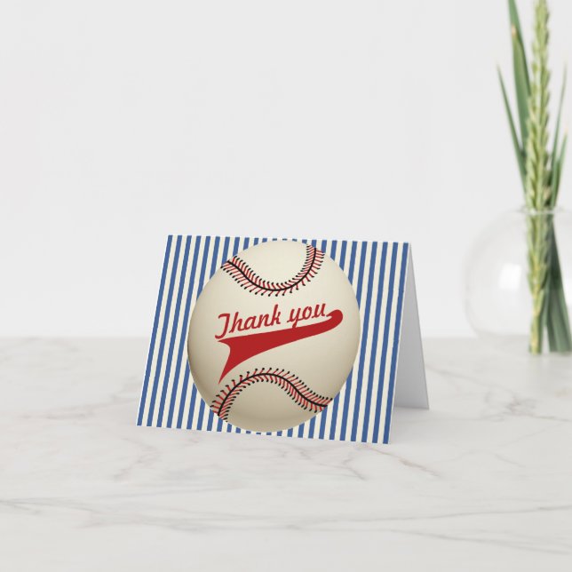 Cartão De Agradecimento Vintage Baseball Obrigado (Frente)