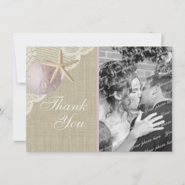 Cartão De Agradecimento Vintage Beach Flat Card Obrigado (Frente)