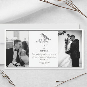 Cartão De Agradecimento Vintage Bird Black And White Wedto Photo
