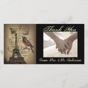 Cartão De Agradecimento Vintage Bird Paris Eiffel Tower Weding