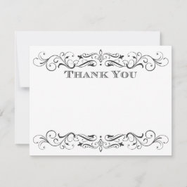 Cartão De Agradecimento Vintage Black Flourish Elegant White Weding