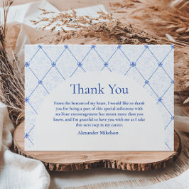 Cartão De Agradecimento Vintage Blue Floral Garden Graduation Party