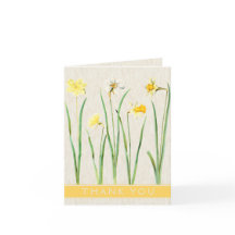 Vintage Botanical Daffodil Obrigado