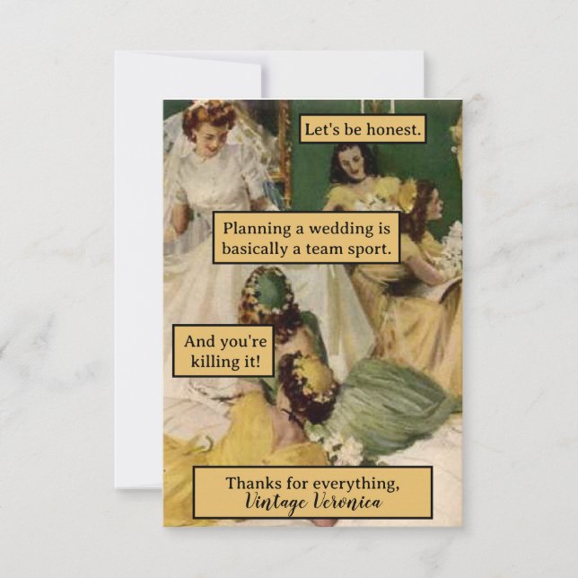 Cartão De Agradecimento Vintage Bridesmaid Personalizada Obrigado Presente (Frente)