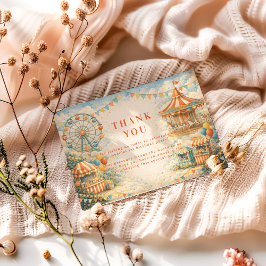 Cartão De Agradecimento Vintage Carnival Circus Birthday