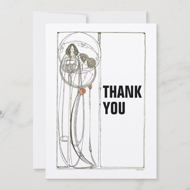 Cartão De Agradecimento Vintage Charles Rennie Mackintosh (Frente)