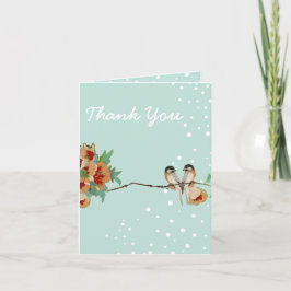 Cartão De Agradecimento Vintage Cherry Blossom Love Bird Peach
