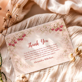 Cartão De Agradecimento Vintage Cherry Garden Girl 1st Birthday