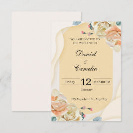 Cartão De Agradecimento Vintage Chic Fall Flowers Wedding Invite