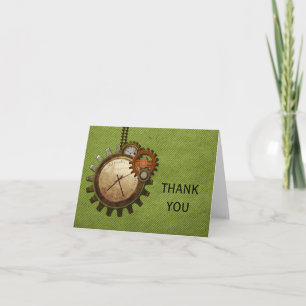 Cartão De Agradecimento Vintage Clock Thank You Card, Green