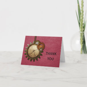 Cartão De Agradecimento Vintage Clock Thank You Card, Pink