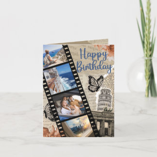 Cartão De Agradecimento Vintage Collage Birthday Card