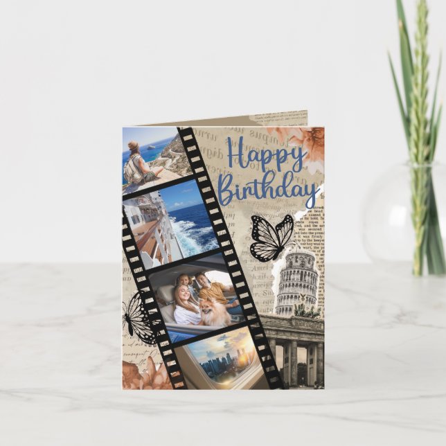 Cartão De Agradecimento Vintage Collage Birthday Card (Frente)