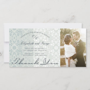 Cartão De Agradecimento Vintage Damask Lace Chic Powder Blue Foto Casament