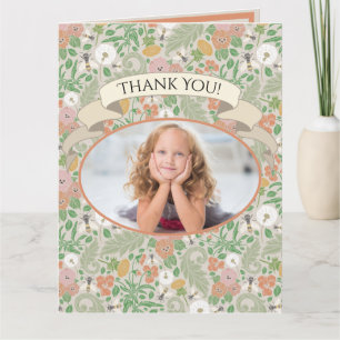 Cartão De Agradecimento Vintage Dandelion Pansies Busy Bees Primavera