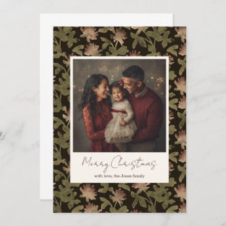 Cartão De Agradecimento Vintage Dark Floral 1 photo custom Christmas card