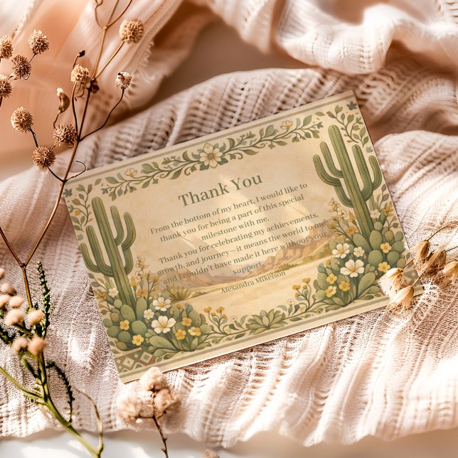 Cartão De Agradecimento Vintage Desert Botanicals Birthday (Criador carregado)