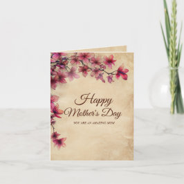 Cartão De Agradecimento Vintage e Cherry Dia de as mães