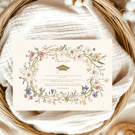 Cartão De Agradecimento Vintage Elegant Botanical Floral Graduação