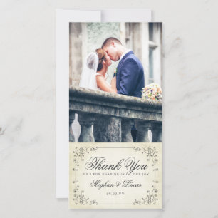 Cartão De Agradecimento Vintage elegante - Papel Vestido - Casamento