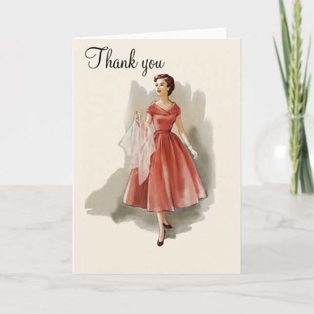 Cartão De Agradecimento Vintage fashion thank you card (Frente)