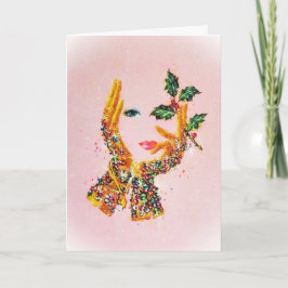 Cartão De Agradecimento Vintage Fashionable Woman Holly é a estação