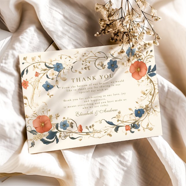 Cartão De Agradecimento Vintage Floral Fern Wedding (Criador carregado)