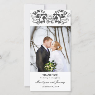 Cartão De Agradecimento Vintage Floral Flourish Romântica Foto Casamento