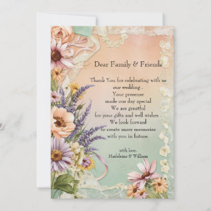 Cartão De Agradecimento Vintage Floral Lace Elegante Casamento Romântico