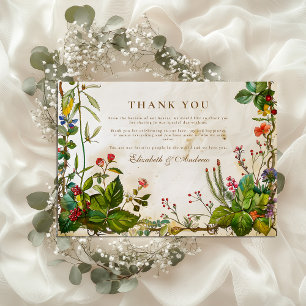 Cartão De Agradecimento Vintage Forest Berry Wedding