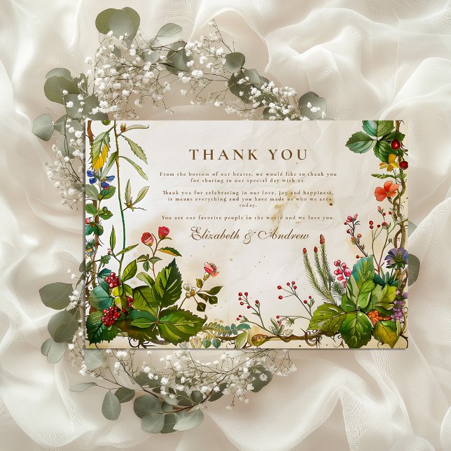 Cartão De Agradecimento Vintage Forest Berry Wedding (Criador carregado)