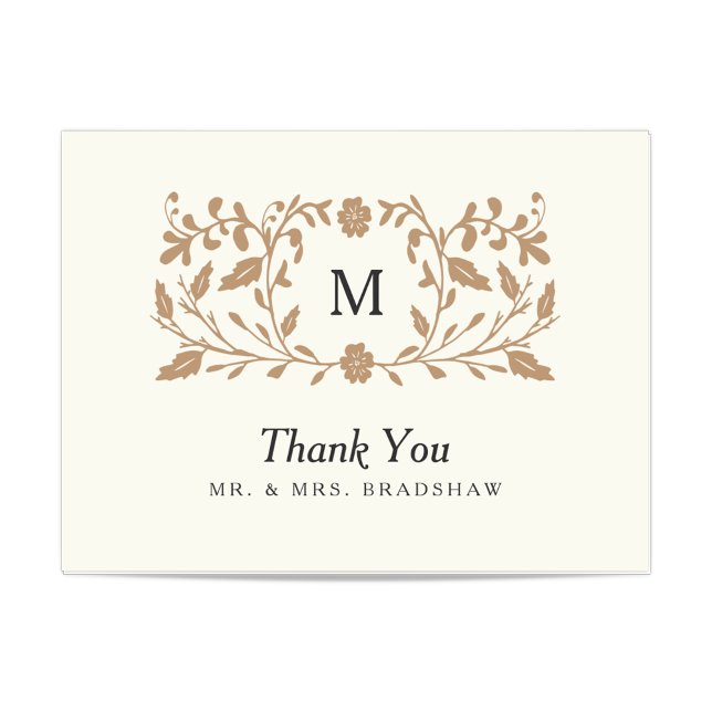 Cartão De Agradecimento Vintage Gold Floral (Criador carregado)