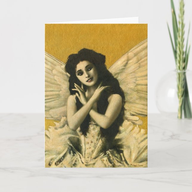 Cartão De Agradecimento Vintage Gothic Angel Saudações Card (Frente)