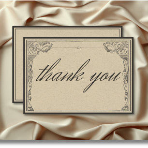 Cartão De Agradecimento Vintage Gothic Medieval Line Border Weding