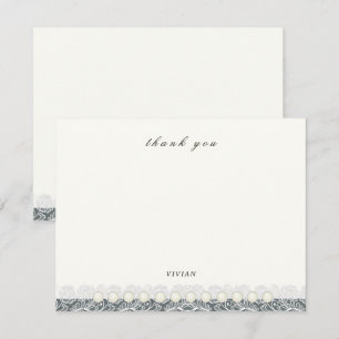 Cartão De Agradecimento Vintage Lace E Pearls Vazio Floral De Casamento