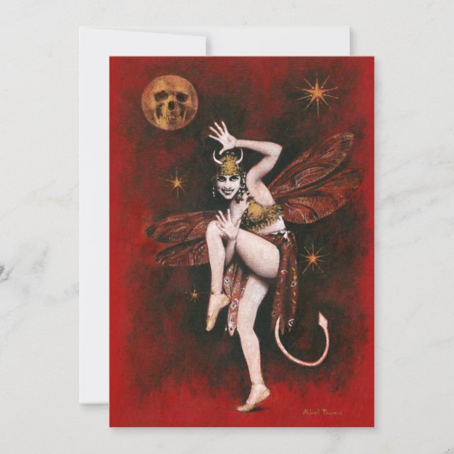 Cartão De Agradecimento Vintage Lady Dancing Devil Saudações Card (Frente)
