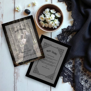 Cartão De Agradecimento Vintage Luxury Casamento Flourado Efeito Vellum