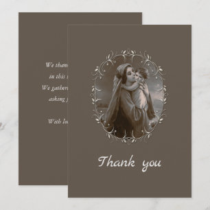 Cartão De Agradecimento Vintage Madonna e Child com Silver Frame