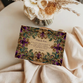 Cartão De Agradecimento Vintage Masquerade Mardi Gras Elegance