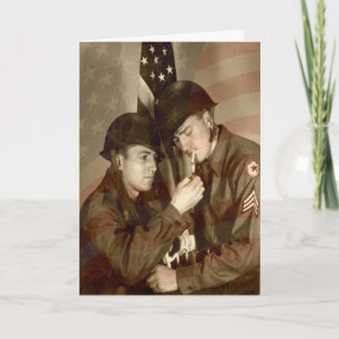 Cartão De Agradecimento Vintage Militar WII Foto: Dia dos Veteranos Sauda