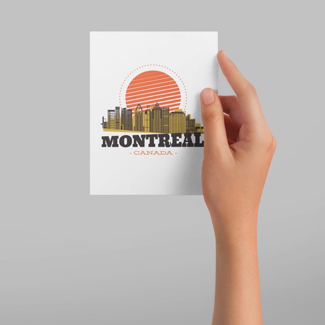 Cartão De Agradecimento Vintage Montreal Canada Skyline (Montreal Canada City Card)