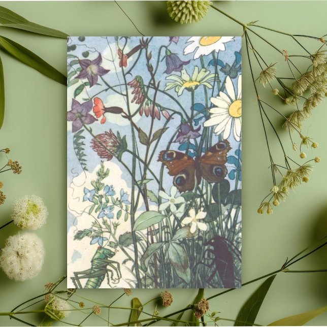 Cartão De Agradecimento Vintage Morning Meadow Insetos Else Wenz Vietor (Criador carregado)