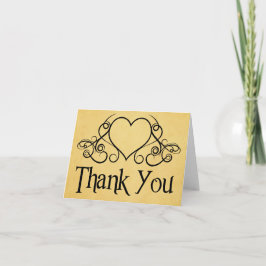 Cartão De Agradecimento Vintage Obrigado Preto E Dourado Coração De Amor