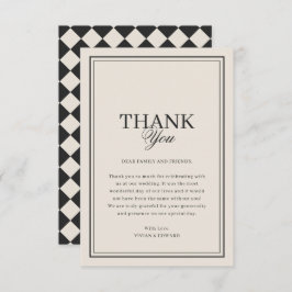 Cartão De Agradecimento Vintage Old Money Preppy Checkered Retro Wedding