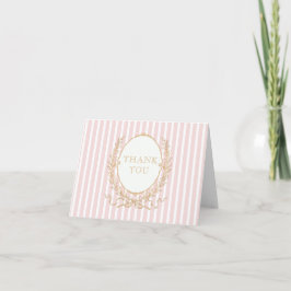 Cartão De Agradecimento Vintage Paris Glam | Pink Stripe Bridal Shower