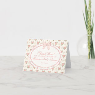 Cartão de Agradecimento Vintage Pêssego e Bege Flo