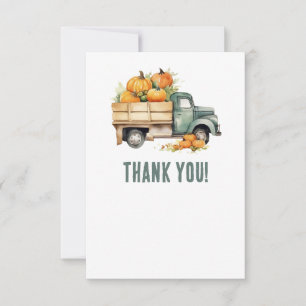Cartão De Agradecimento Vintage Pickup Truck Pumpkins Chá de fraldas