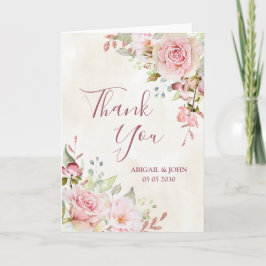 Cartão De Agradecimento Vintage Pink Floral Spring Wedding Thank You Card