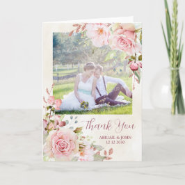Cartão De Agradecimento vintage Pink Floral Spring Wedding Thank You Photo